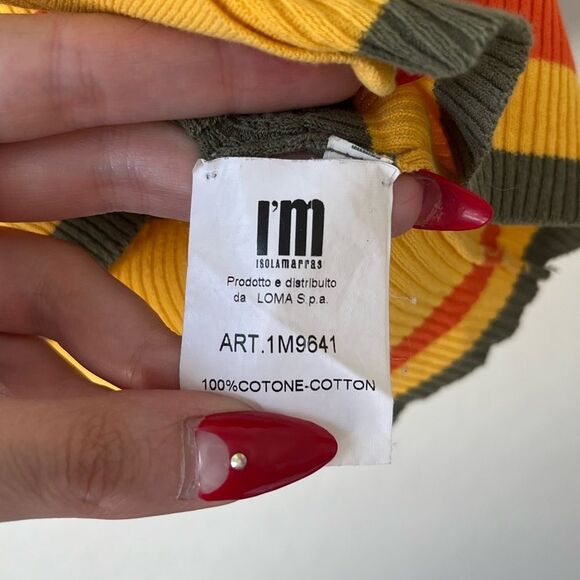 I’M Isola Marras Cotton Knit Stripe Button Front Crop Sweater Cardigan Small - Picture 5 of 6